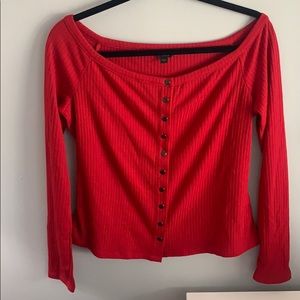 Guess Red Off The Shoulder Top